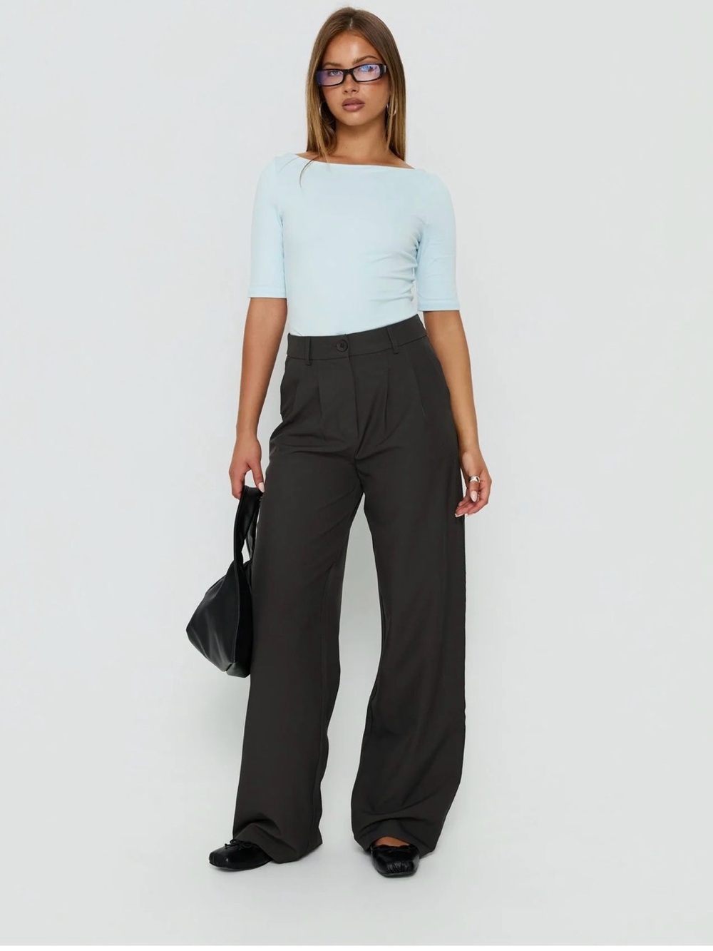 Princess Polly Archer Pants Slate Gray Wide Leg Trouser Size 4